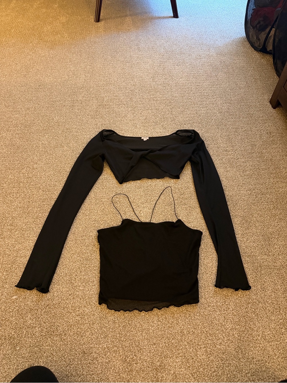 Glassons Black Layered Crop Shrug and Spaghetti-Strap Cami Set